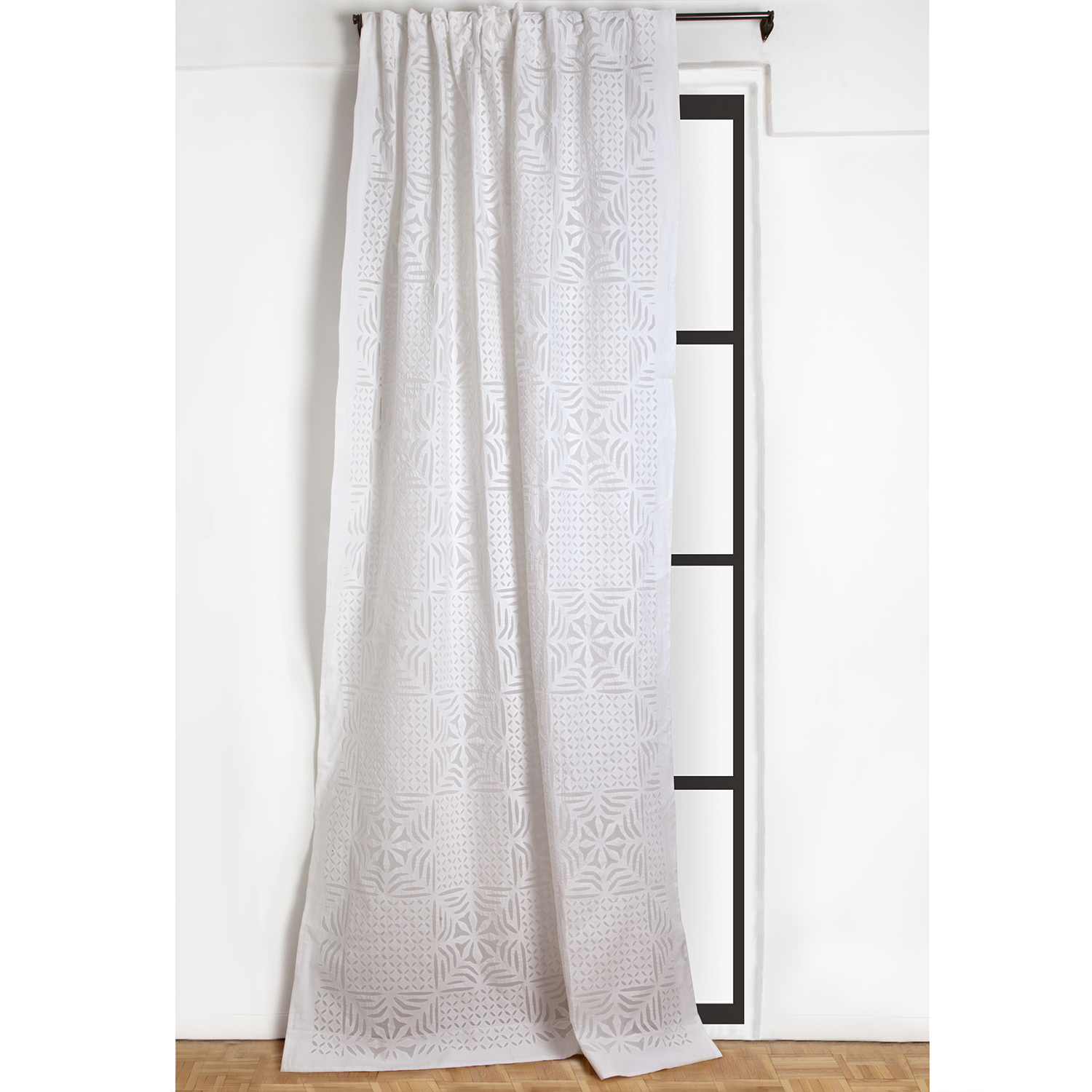 Ester Applique Curtain - White
